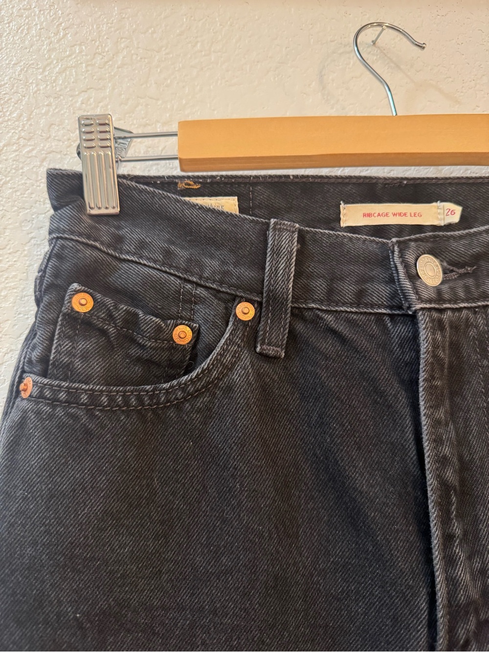 Levi's High-Rise Wide Leg Jeans - Charcoal Black - Picture 5 of 10